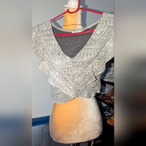 Kimchi Blue Butterfly Flutter Tie Crop Cropped Hipster Artsy Boho Blouse Top